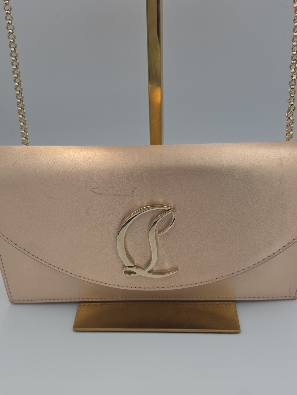 Christian Louboutin Loubi54 Gold Satin/Leather Small Crossbody (VERY GOOD)COA✨️ - Picture 3 of 16
